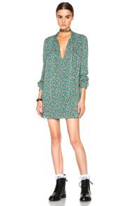 Saint Laurent Robe Scarf Prairie Dress In Blue,floral