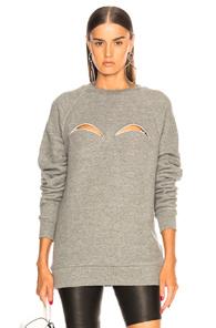 Maison Margiela Melange Fleece Cutout Sweatshirt In Gray