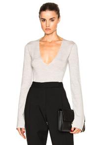 Protagonist Deep V Neck Sweater In Gray