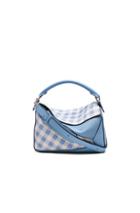 Loewe Gingham Puzzle Bag In Blue,checkered & Plaid