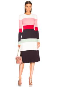Joostricot Bodycon Color Block Dress In Pink,purple,stripes,white