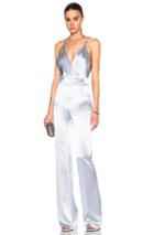 Galvan Satin Plunge Neck Jumpsuit In Gray