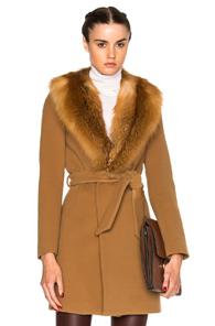 Theperfext Fwrd Exclusive Vanessa Coat With Fox Fur Collar  In Brown