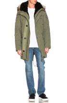 Yves Salomon Canvas Parka With Natural Rabbit And Coyote Fur In Green