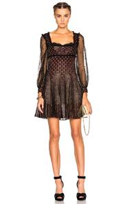 Alexander Mcqueen Mini Empire Dress In Black,abstract