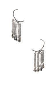 Saint Laurent Beaded Drop Hoop Earrings In Metallic Silver