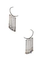 Saint Laurent Beaded Drop Hoop Earrings In Metallic Silver