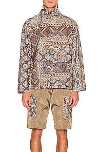 Paria Farzaneh Renewal Iranian Print Zip Sleeve Jacket In Neutral,paisley,red