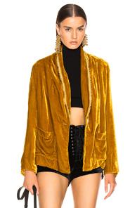 Raquel Allegra Belted Blazer In Yellow