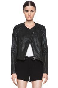 Helmut Lang Patina Cropped Leather Jacket In Black