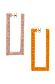 Rebecca De Ravenel Geo Hoop Earrings In Orange,pink