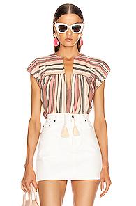 Ulla Johnson Amba Top In Gray,neutral,pink,stripes