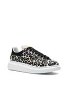 Alexander Mcqueen Leather Platform Sneakers In Black,animal Print