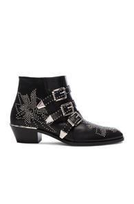 Chloe Leather Susanna Studded Booties In Black