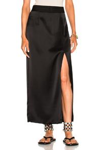 Baja East Satin Back Crepe Skirt In Black