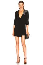 Saint Laurent Embellished Blazer Wrap Dress In Black