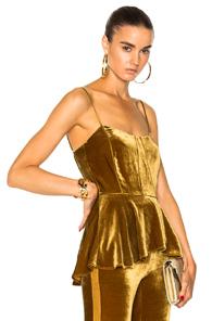 Veronica Beard Sebastian Peplum Top In Yellow