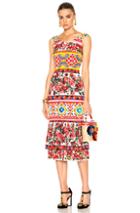 Dolce & Gabbana Charmeuse Printed Dress In Abstract,floral,pink,red
