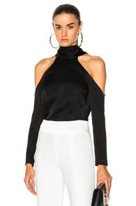 Galvan Sash Neck Long Sleeved Tunic Top In Black