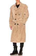 Off-white Shearling Trench Coat In Neutrals