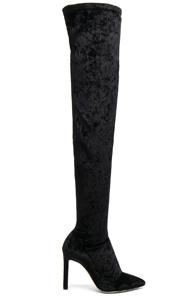 Jimmy Choo Crushed Stretch Velvet Lorraine Boots In Black