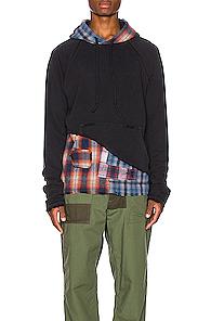 Greg Lauren Mixed Plaid Hoodie In Blue,orange,plaid
