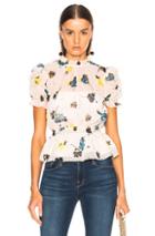 Self-portrait Graphic Floral Print Top In Floral,pink