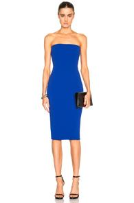 Victoria Beckham Matte Crepe Corset Fitted Dress In Blue