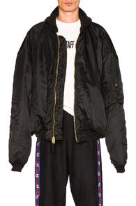 Vetements X Alpha Industries Oversized Reversible Bomber In Black,orange