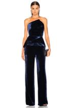 Roland Mouret Carradine Velvet Jumpsuit In Blue