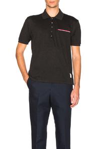 Thom Browne Fine Mercerized Pique Polo In Gray