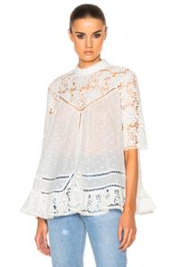 Zimmermann Caravan Embroidered Smock Top In White