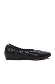 Lanvin Soft Pleated Lambskin Ballerina Flats In Black