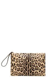 Valentino Small Rockstud Clutch In Brown,animal Print