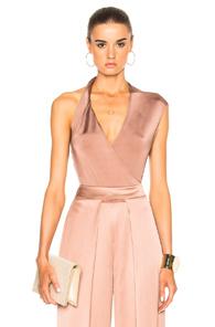 Cushnie Et Ochs Gloss Jersey Bodysuit In Neutrals,pink