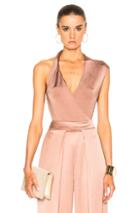 Cushnie Et Ochs Gloss Jersey Bodysuit In Neutrals,pink