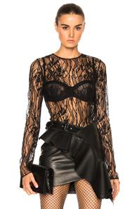 Saint Laurent Lace Long Sleeve Top In Black