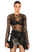 Saint Laurent Lace Long Sleeve Top In Black