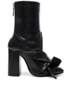 No. 21 Leather Bow Boots In Black
