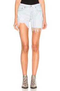 Off-white Real Ripped Denim Shorts In Blue