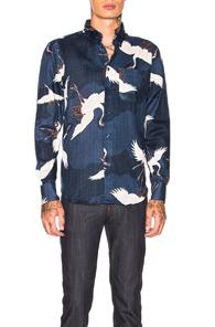 Naked & Famous Denim Easy Shirt In Blue,animal Print