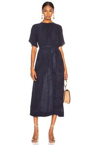 Raquel Allegra Reversible Flutter Sleeve Dress In Blue,ombre & Tie Dye