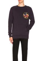 Balmain Chest Badge Crewneck In Blue,purple