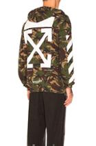 Off-white Zipped Hoodie In Green,abstract