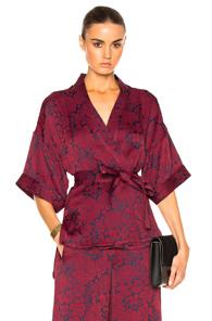 Erdem Nisa Flower Satin Jacquard Top In Floral,red