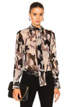 Nili Lotan Tie Neck Top In Abstract,black,camo,gray