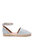 Valentino Rockstud Double Flat Leather Espadrilles In Blue