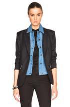 Veronica Beard Fwrd Exclusive Cutaway Blazer With Denim Dickey In Black