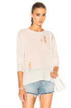 Enza Costa Loose Drop Needle Crew Sweater In White