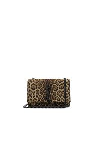 Saint Laurent Small Leopard Print Lurex Monogramme Kate Chain Bag In Metallics,animal Print,brown